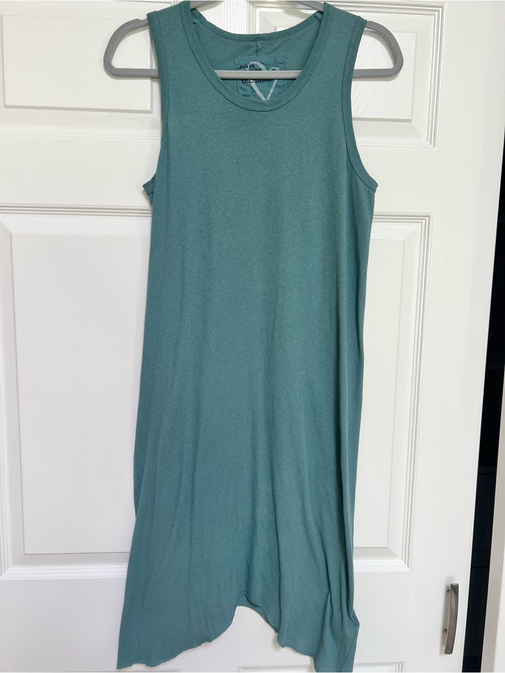 Frank & Eileen Sleeveless Asymmetric Hem Tank Dress - dusty teal - medium